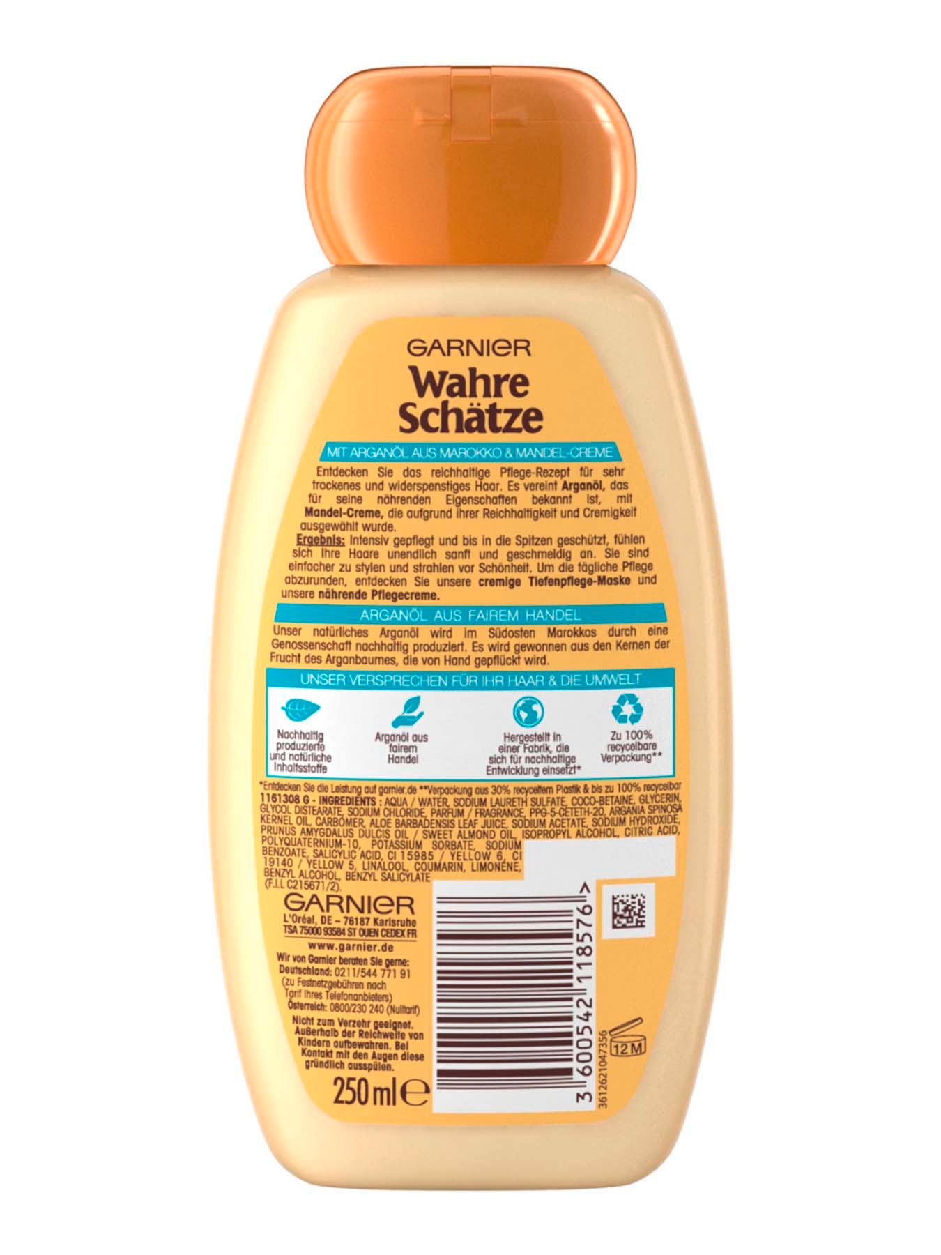 Reichhaltiges-Creme-Shampoo-Wahre-Schaetze-Argan-Mandelcreme-250ml-Rueckseite-Garnier-De-gross